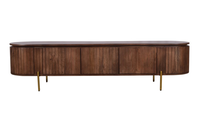 Drewniana szafka RTV z lamelami w stylu classic modern HS-07-MWL