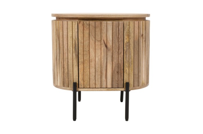 Szafka nocna  z naturalnego, reliefowanego drewna mango HS-10L-MN, lewa