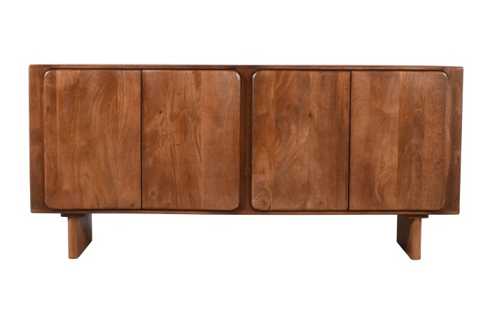 Komoda z drewna mango , orzech włoski, 165×43×75 cm, 4 drzwi HG-01-MW 