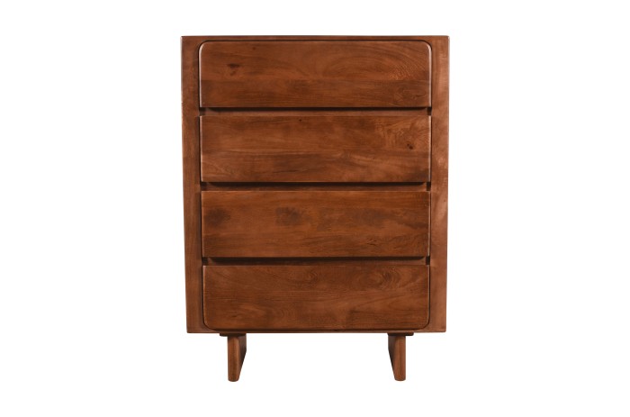 Drewniana komoda mango orzech włoski – wysoka, 4 szuflady | kod HG‑04‑MWL