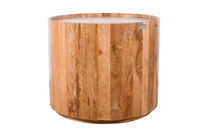Drewniany stolik kawowy w kolorze karmel mango 65 cm okrągły ED-05-CR