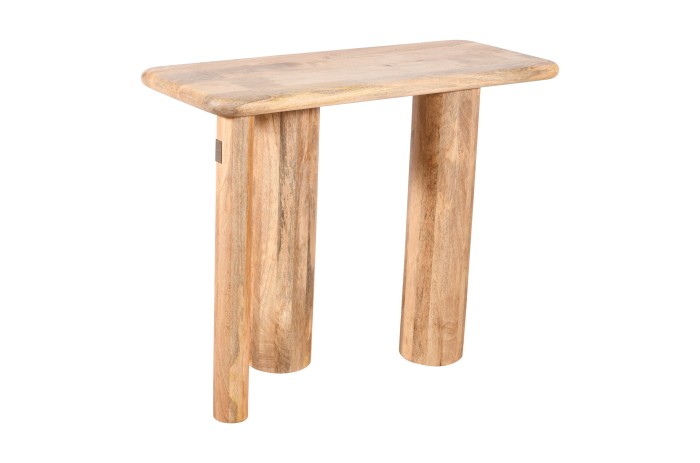 Konsola drewniana mango naturalne 100×40×76 cm RM-06-MN Designerski stolik przyścienny Japandi