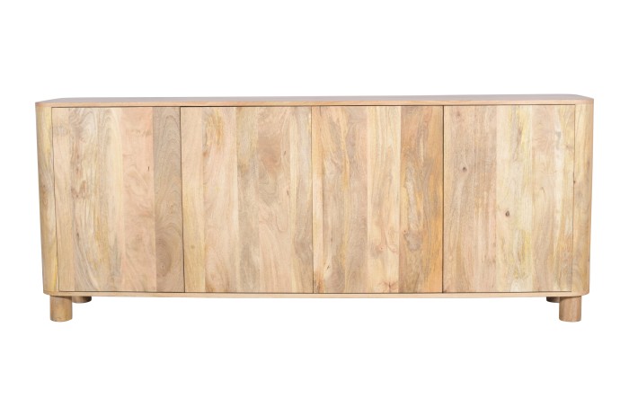 Komoda drewniana mango naturalne 200×40×80 cm RM-02-MN Minimalistyczna komoda z zaokrąglonymi narożnikami Japandi