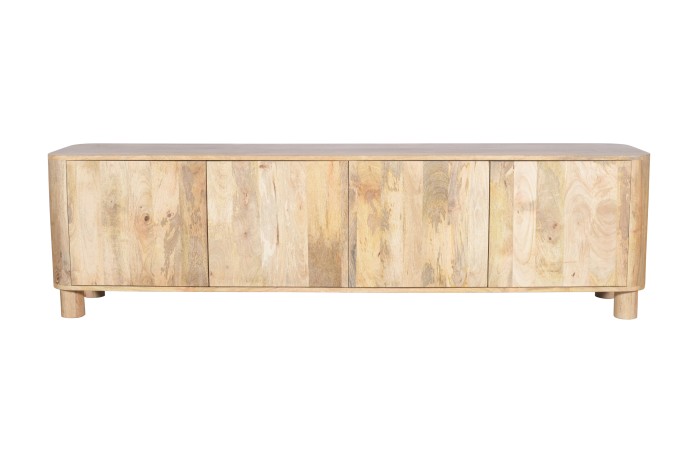 Szafka RTV drewniana 200 cm , 4-drzwiowa RIMINI RM-03-MN - mango naturalne japandi