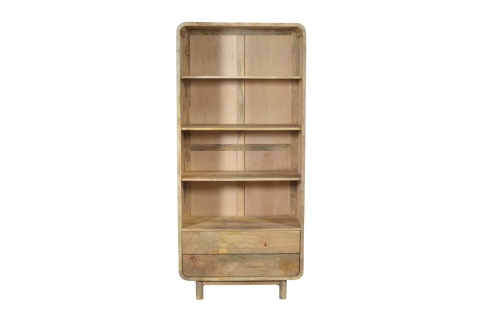 Biblioteczka drewniana mango 200 cm PRL mid-century retro – kolor naturalny BC-04-MN