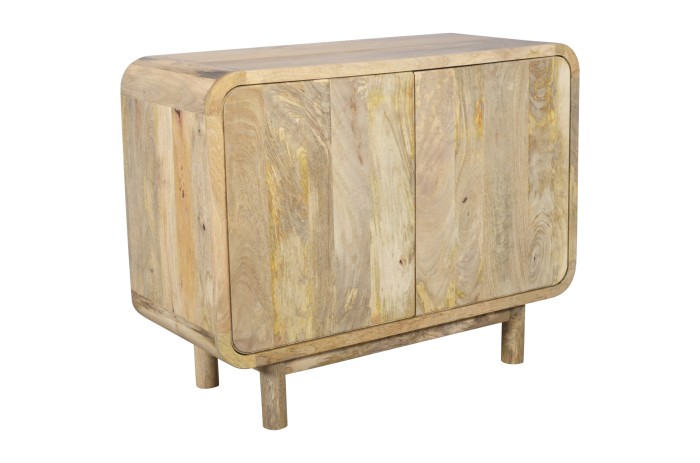 Komoda z drzwiczkami z litego drewna mango mid-century retro PRL – kolor mango naturalne BC-02-MN