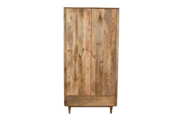 Szafa drewniana z litego drewna mango w stylu mid-century modern retro PRL – kolor karmel FT-10-CR