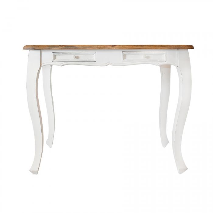 Prowansalska drewniana  konsola- toaletka  na giętych nóżkach PR-006-WHITE