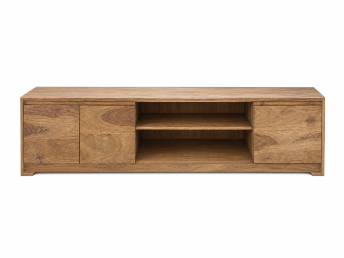 Prosta szafka  RTV 200 cm z litego drewna  palisander w kolorze teak CO-10A-TP