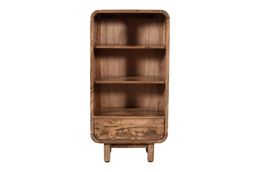 Regał drewniany retro,  Mango Caramel 60x35x120 cm — styl skandynawski BC-09-CR