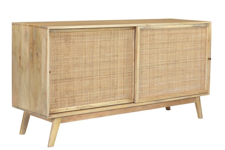 Naturalna komoda w stylu boho z przesuwnymi drzwiami GR-03-MN