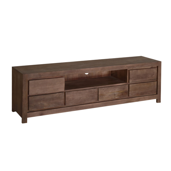 Szeroka szafka RTV z ciemnego drewna mango NR-08-MWL