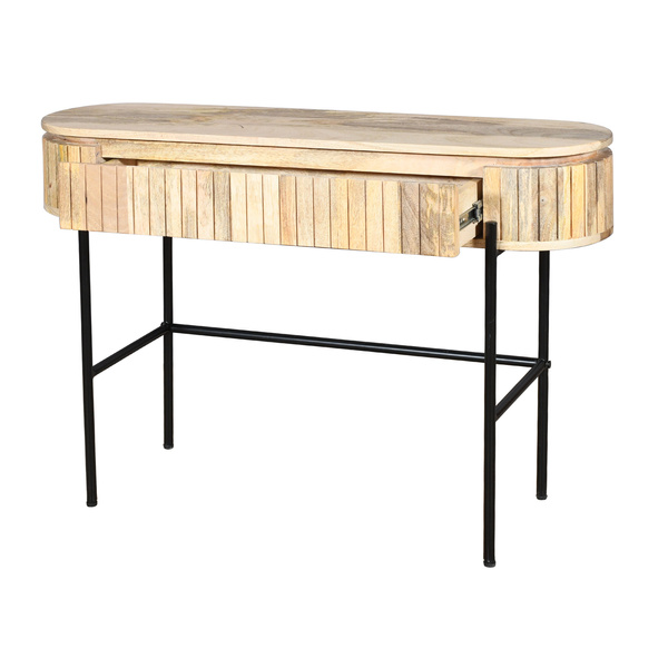 Konsola, małe biurko z naturalnego, reliefowanego drewna mango HS-01-MN