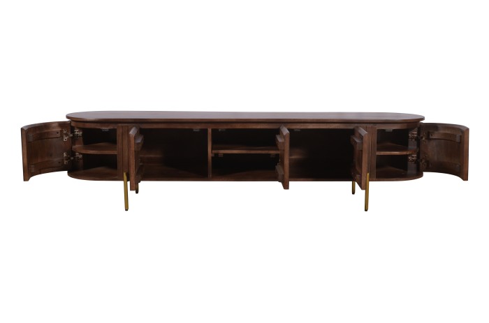 Drewniana szafka RTV z lamelami w stylu classic modern HS-07-MWL
