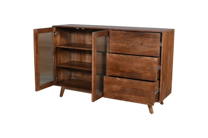 Minimalistyczna komoda skandynawska z drewna mango w odcieniu orzecha włoskiego  ST-25-MWL