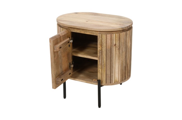 Szafka nocna  z naturalnego, reliefowanego drewna mango HS-10L-MN, lewa