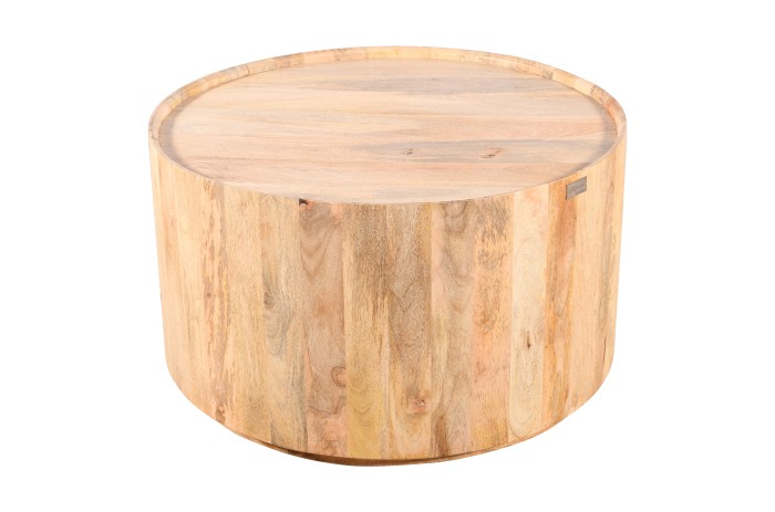Okrągły stolik kawowy ED-04-MN – styl skandynawski, drewno mango naturalne 80x80x45 cm