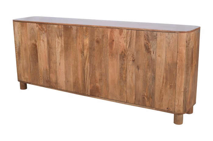 Komoda drewniana mango karmel 200×40×80 cm RM-02-CR. Styl organiczny, zaokrąglone narożniki, elegancki design