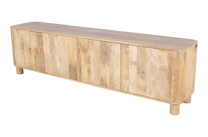 Szafka RTV drewniana 200 cm , 4-drzwiowa RIMINI RM-03-MN - mango naturalne japandi