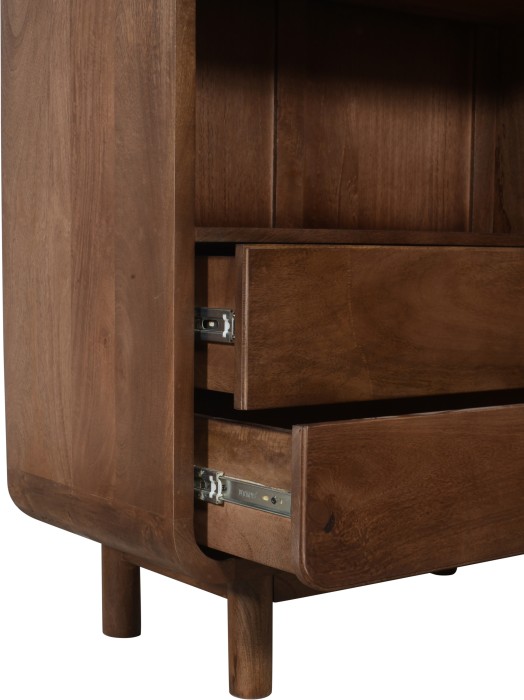 Regał z litego drewna mango 200 cm retro PRL mid-century – kolor orzech włoski BC-04-MWL