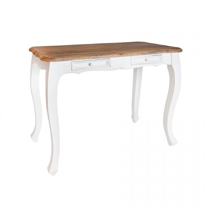 Prowansalska drewniana  konsola- toaletka  na giętych nóżkach PR-006-WHITE