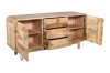 Komoda drewniana BC-08-MN 160 cm z drewna mango – 3 szuflady i 2 drzwi, styl Retro i Mid-Century Modern, Naturalna