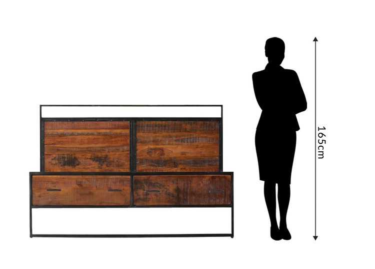 Drewniane łóżko z szufladami w stylu loft 160x200 MC-09-AWL