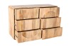 Pojemna komoda ED-03-MN z drewna mango naturalnego, fronty 3D, 6 szuflad, 120×40×85 cm