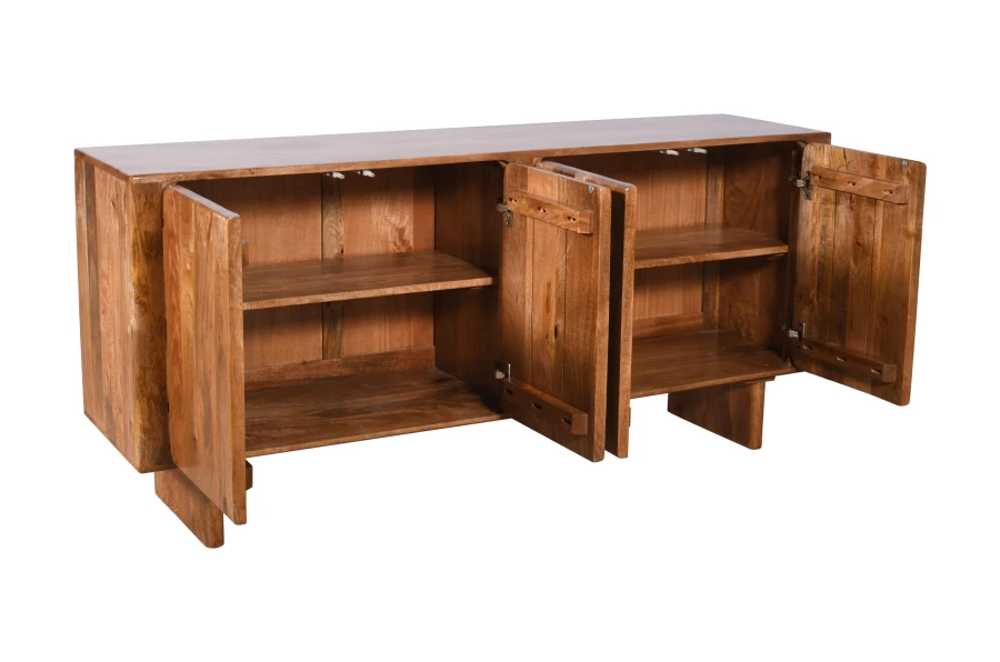Drewniana komoda mango w kolorze karmel – 4‑drzwiowa, 165 cm | HG‑01‑CR