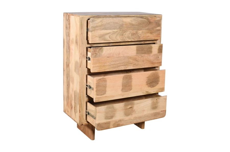 Stylowa komoda‑bieliźniarka z naturalnego mango – 4 poziomy szuflad, 120 cm | HG‑01‑MN