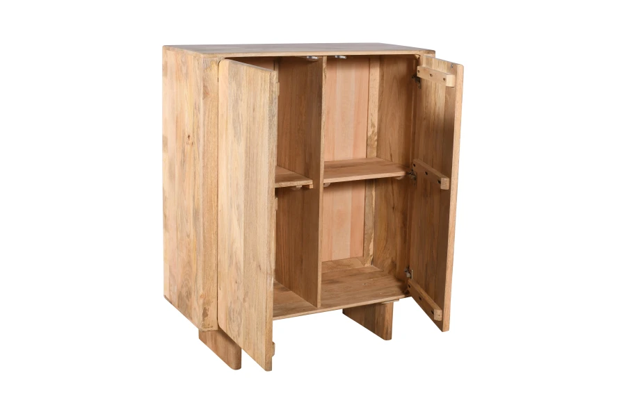 Stylowa komoda bieliźniarka z naturalnego mango – 2 drzwi, wysoka, 120 cm | HG-02-MN