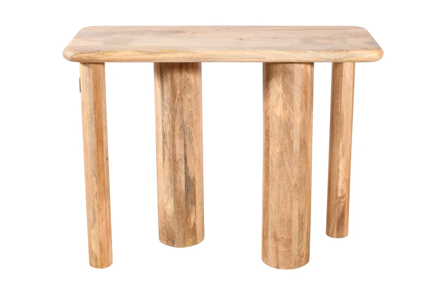 Konsola drewniana mango naturalne 100×40×76 cm RM-06-MN Designerski stolik przyścienny Japandi