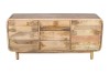 Komoda drewniana BC-08-MN 160 cm z drewna mango – 3 szuflady i 2 drzwi, styl Retro i Mid-Century Modern, Naturalna