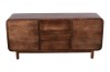 Komoda BC-08-MWL 160 cm z drewna mango – 3 szuflady i 2 drzwi, komoda Retro, Mid-Century Modern, kolor Orzech Włoski
