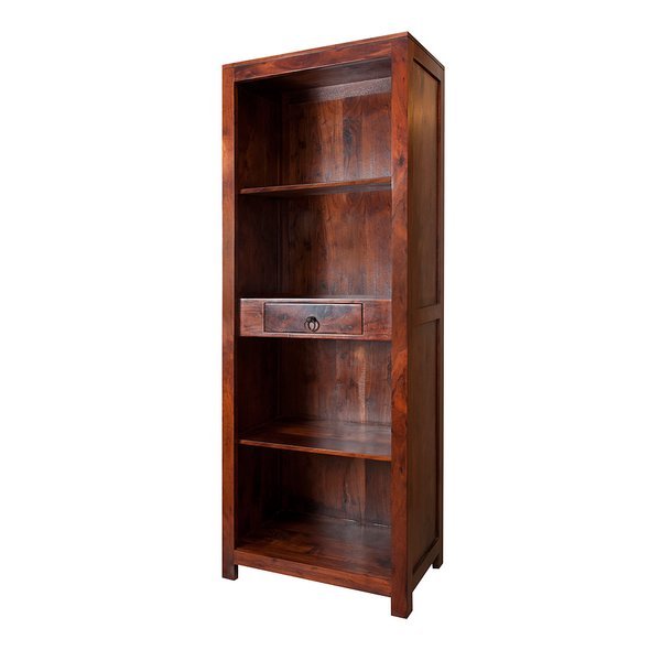Kolonialna biblioteczka z szufladą w kolorze ciemnego brązu RO-06-00A