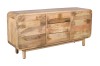 Komoda drewniana BC-08-MN 160 cm z drewna mango – 3 szuflady i 2 drzwi, styl Retro i Mid-Century Modern, Naturalna