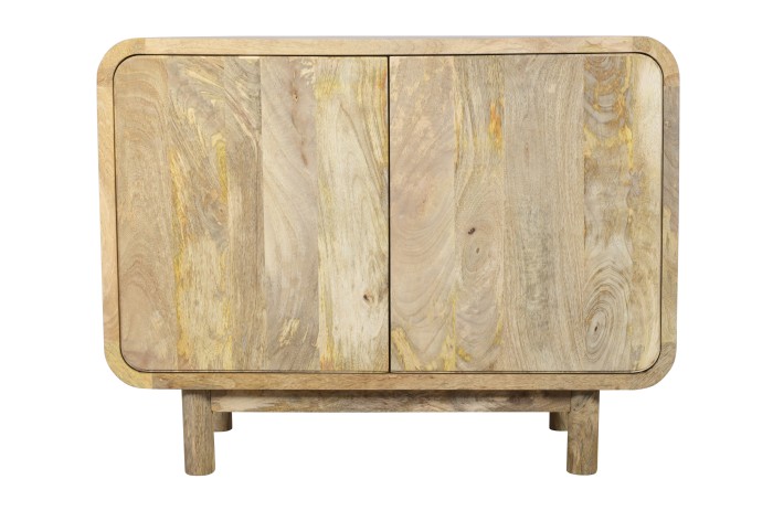 Komoda z drzwiczkami z litego drewna mango mid-century retro PRL – kolor mango naturalne BC-02-MN
