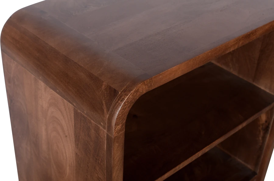 Regał z litego drewna mango 120 cm , retro PRL mid-century – kolor orzech włoski BC-09-MWL