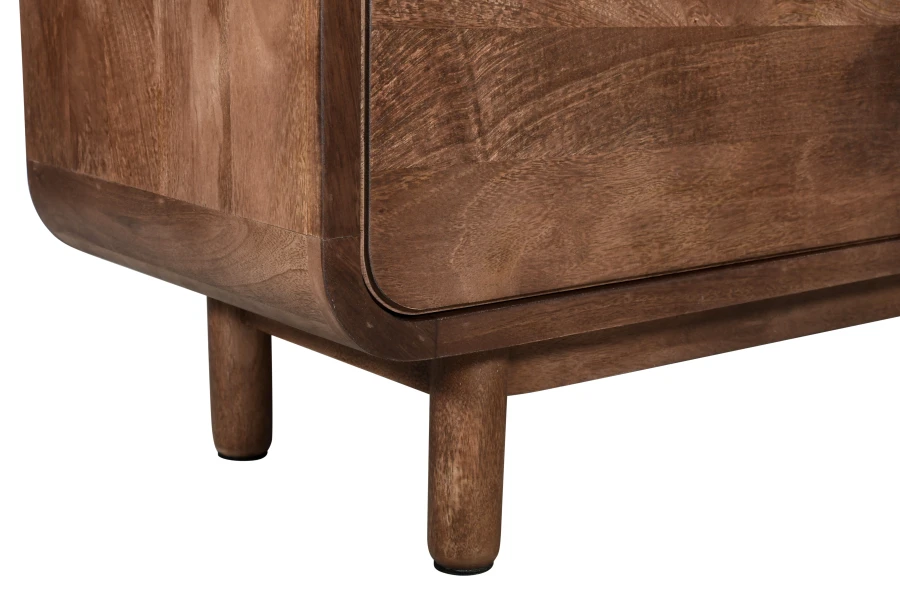 Komoda BC-08-MWL 160 cm z drewna mango – 3 szuflady i 2 drzwi, komoda Retro, Mid-Century Modern, kolor Orzech Włoski