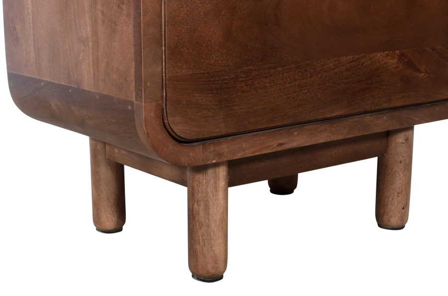 Regał z litego drewna mango 120 cm , retro PRL mid-century – kolor orzech włoski BC-09-MWL