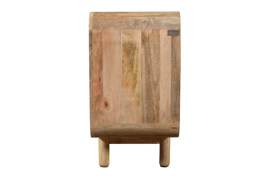 Komoda drewniana BC-08-MN 160 cm z drewna mango – 3 szuflady i 2 drzwi, styl Retro i Mid-Century Modern, Naturalna