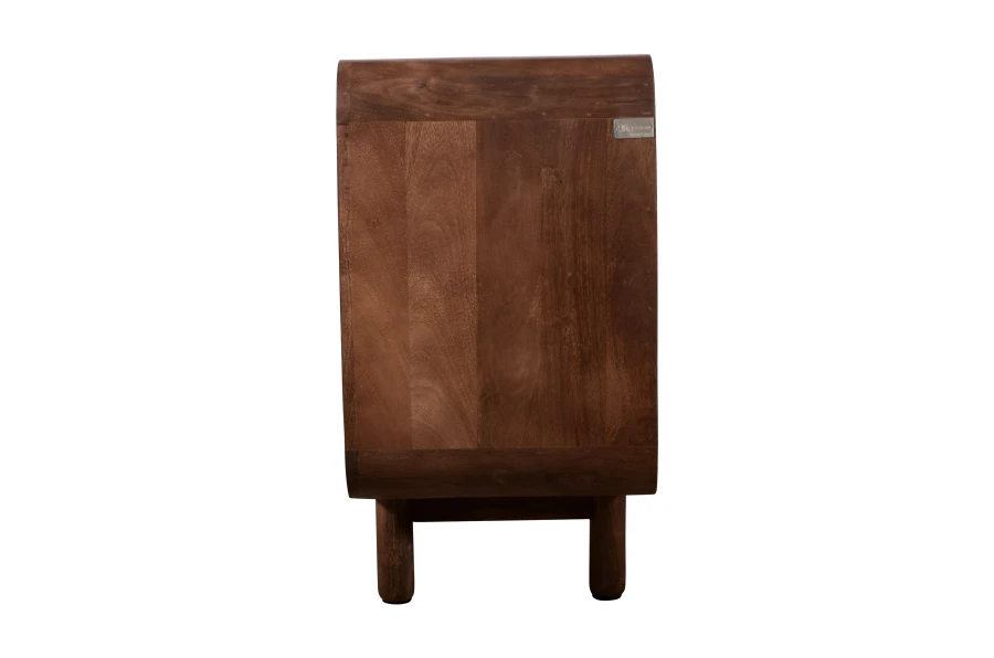 Komoda BC-08-MWL 160 cm z drewna mango – 3 szuflady i 2 drzwi, komoda Retro, Mid-Century Modern, kolor Orzech Włoski