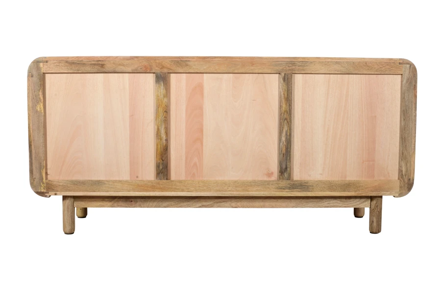 Komoda drewniana BC-08-MN 160 cm z drewna mango – 3 szuflady i 2 drzwi, styl Retro i Mid-Century Modern, Naturalna