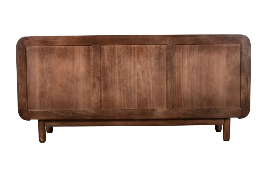 Komoda BC-08-MWL 160 cm z drewna mango – 3 szuflady i 2 drzwi, komoda Retro, Mid-Century Modern, kolor Orzech Włoski