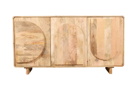 Komoda drewniana ED-01-MN, mango naturalne, wypukłe fronty 3D, 150×40×80 cm