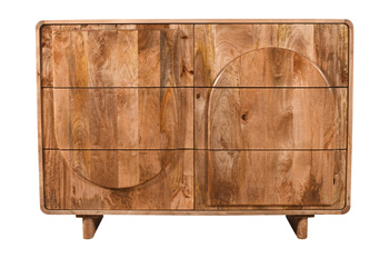 Pojemna komoda ED-03-CR z drewna mango w odcieniu karmelowym, 6 szuflad, 120×40×85 cm