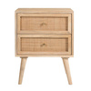 Drewniana szafka nocna z rattanowymi frontami GR-07-MN