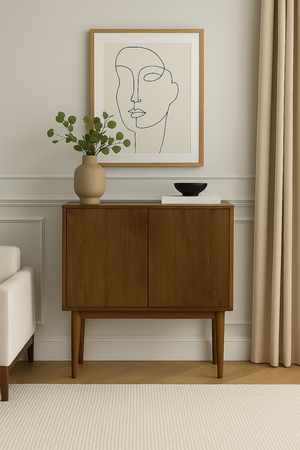 Dwudrzwiowa komoda FT-05-MWL z drewna mango w kolorze orzech włoski