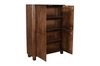 Szafka wysoka 100×40×135 z litego drewna mango w stylu japandi, zaokrąglone narożniki, drewniane drzwi i półki –  kolor orzech włoski RM-08-MWL
