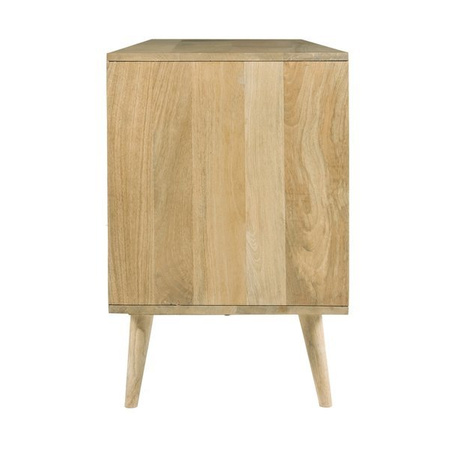 Trzydrzwiowa komoda z naturalnego drewna Mango i rattanu GR-10-MN